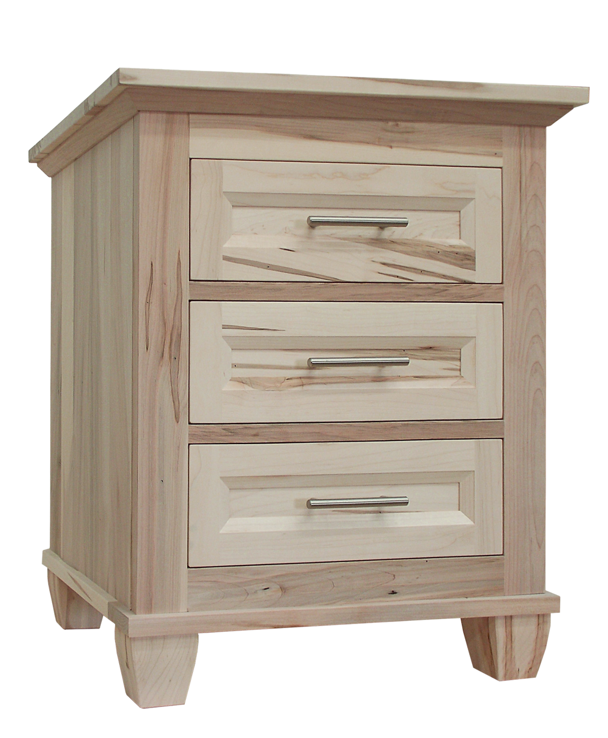 Algonquin 3 drawer nightstand in unfinished brown maple