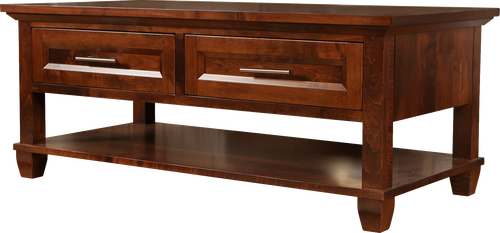 Algonquin Coffee Table with 2 drawers in finished brown maple