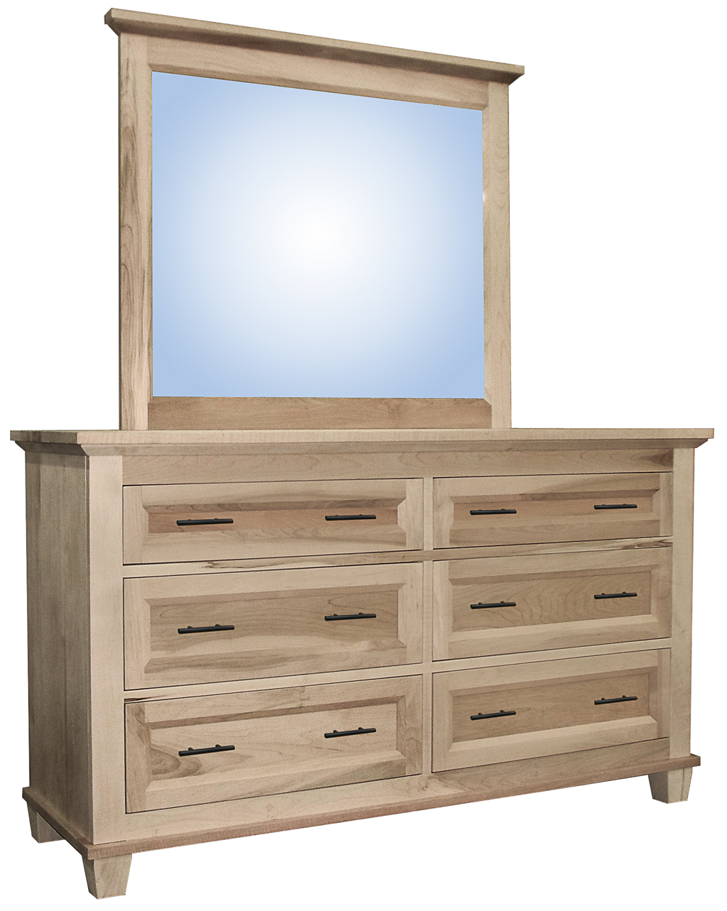 Algonquin 6 Drawer Dresser in Unfinished Brown Maple