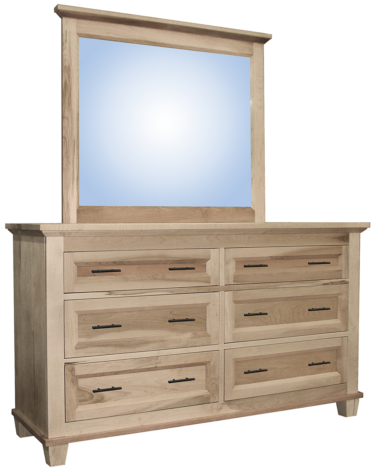 Algonquin 6 Drawer Dresser in Unfinished Brown Maple