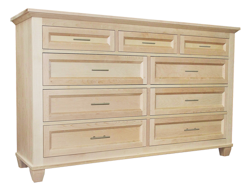 Algonquin 9 drawer dresser in unfinished brown maple