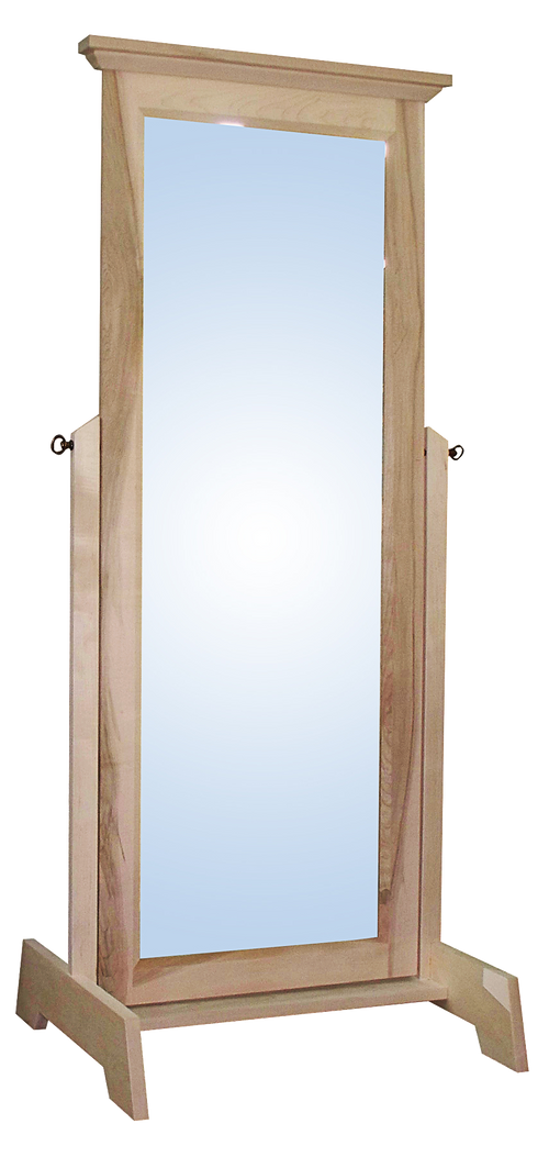 Algonquin cheval mirror in unfinished brown maple