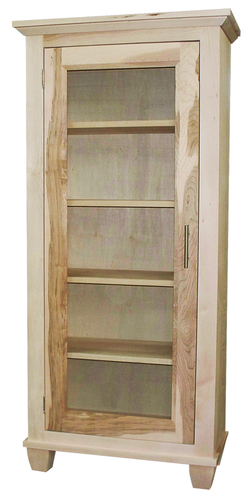 Algonquin bookcase with door in unfinished brown maple