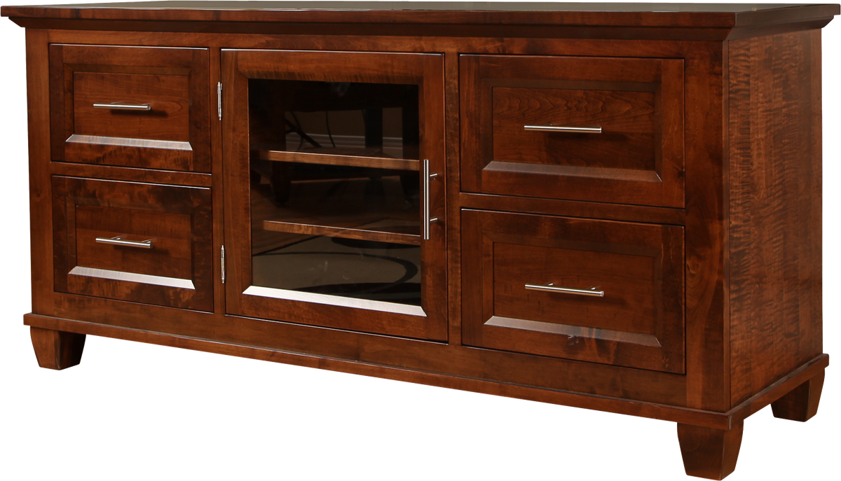 Algonquin TV stand in finished brown maple