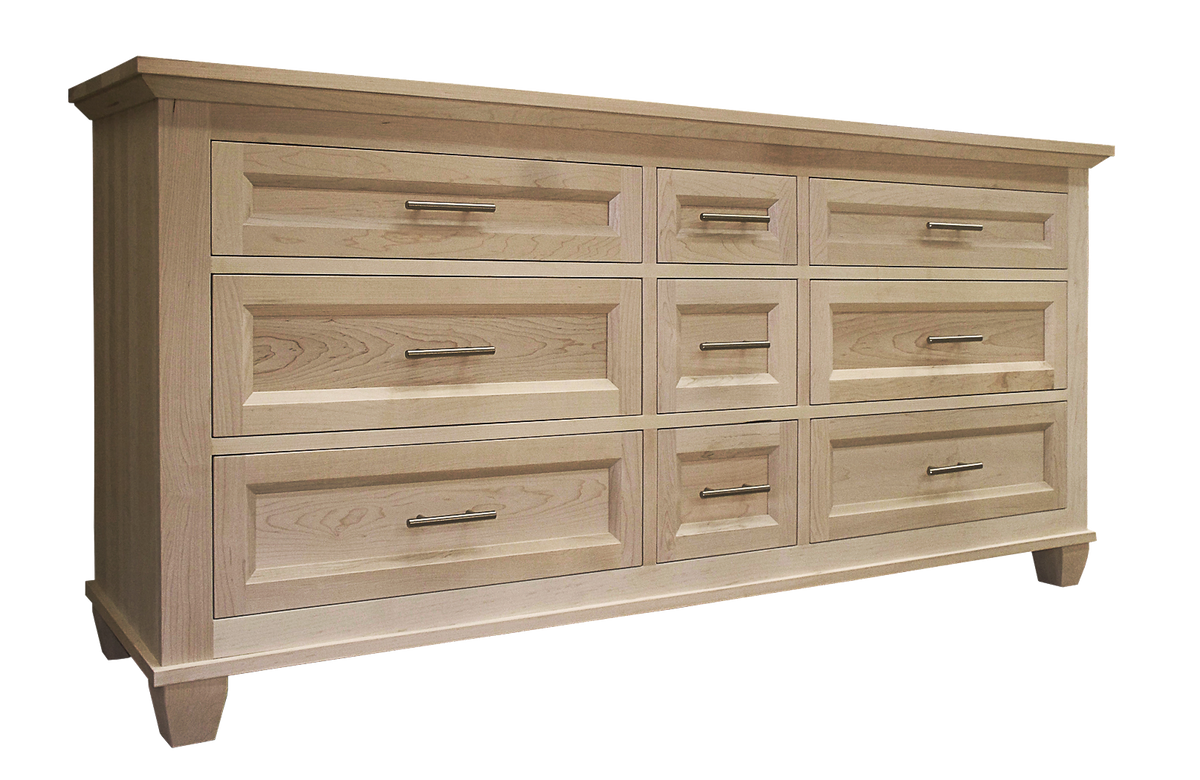 Algonquin 9 drawer dresser in unfinished brown maple