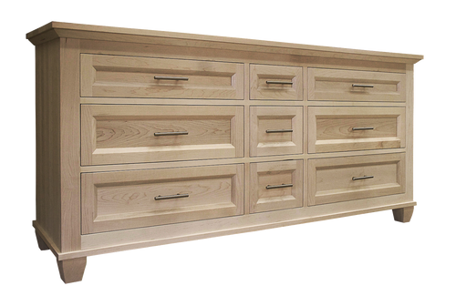 Algonquin 9 drawer dresser in unfinished brown maple
