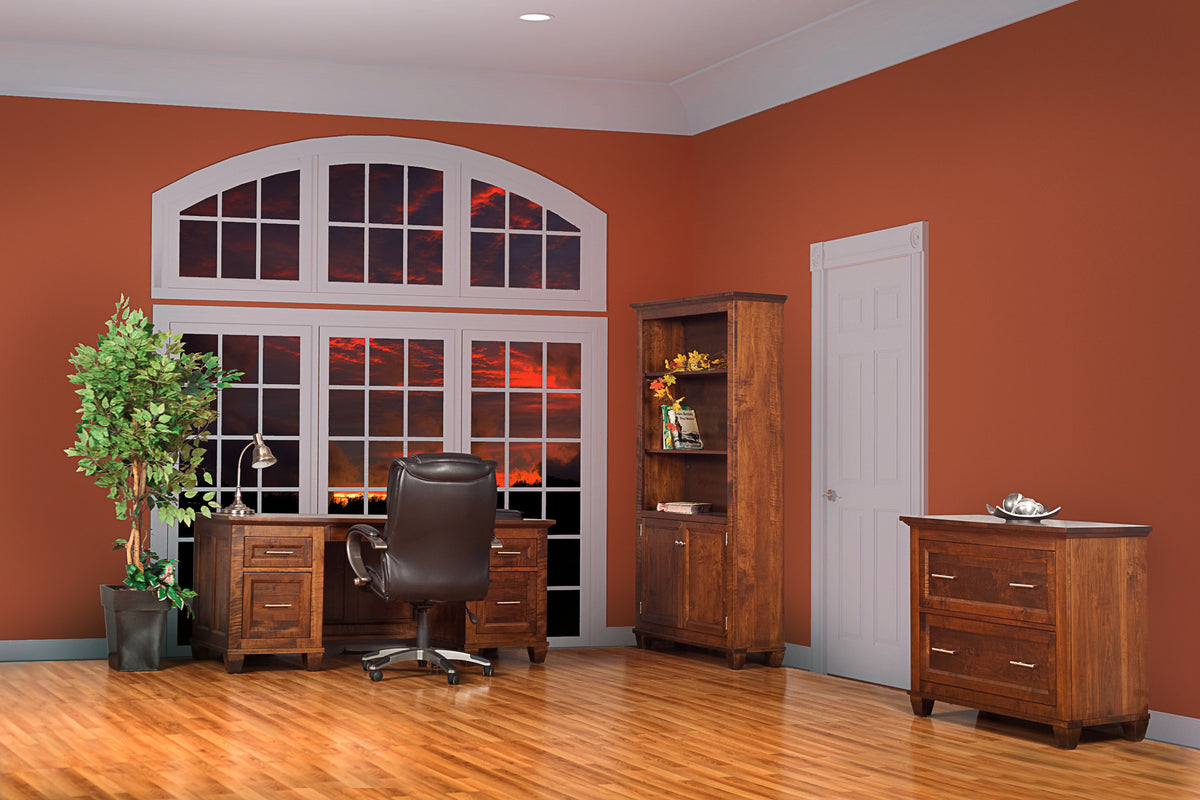 Algonquin office set in finished brown maple