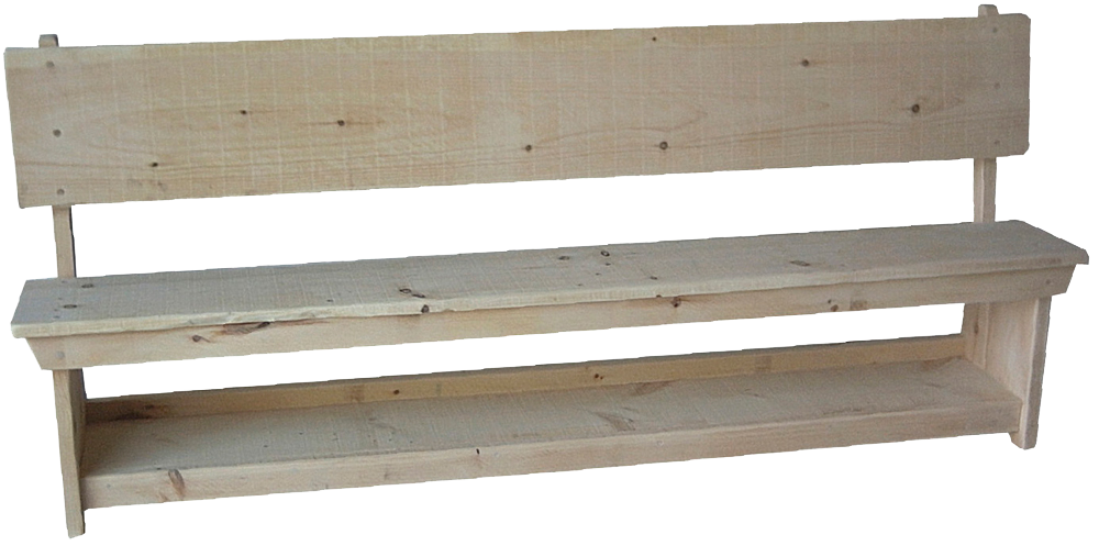 Rustic Bench with Back & Shelf