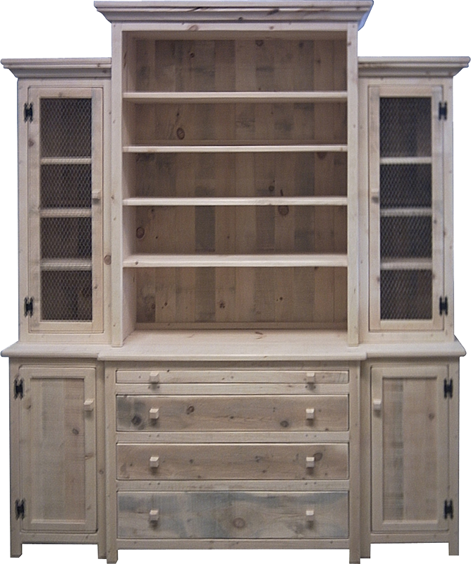 Rustic Break Front Buffet with Hutch