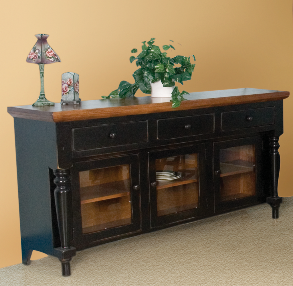 Server with Round Turned Legs and Glass Doors