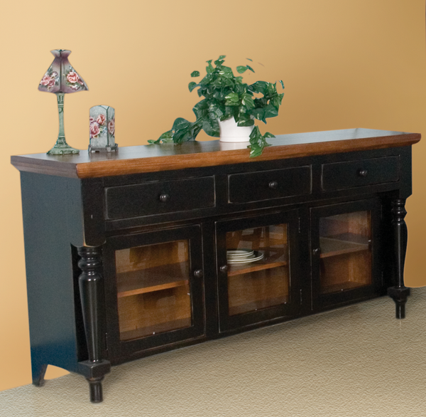 Server with Round Turned Legs and Glass Doors