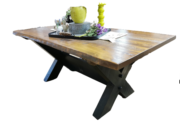 Rustic X Bottom Table