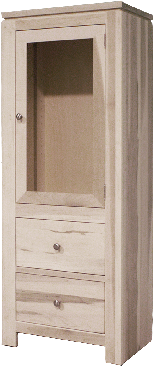 1 Glass Door, 2 Drawer