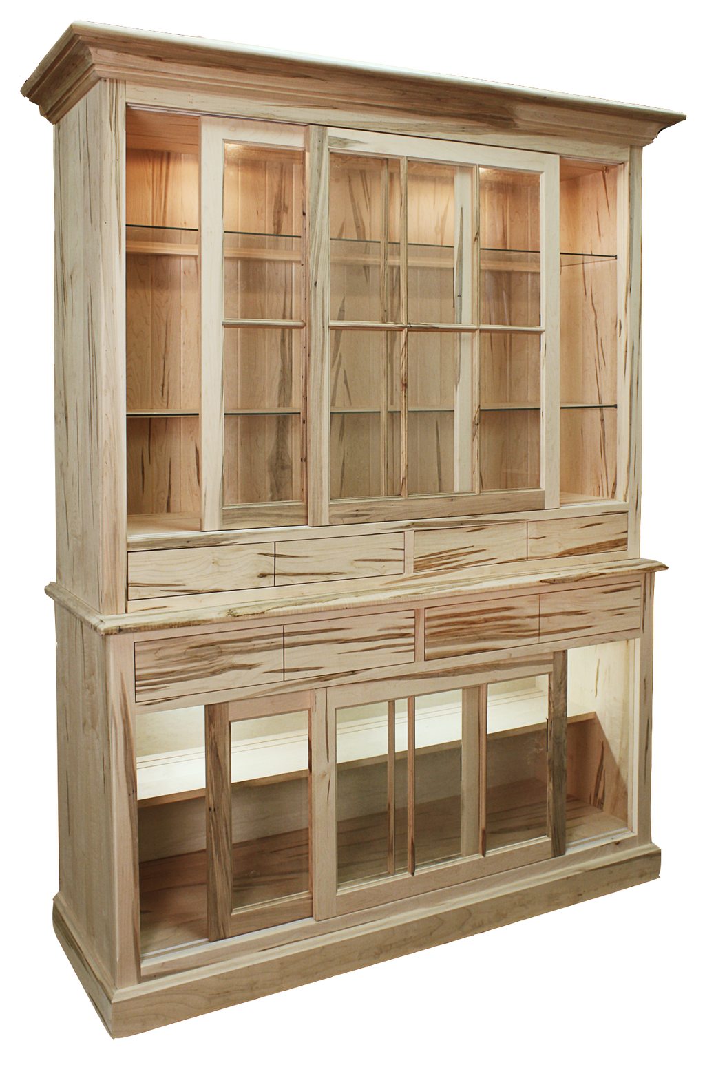 Rustic Buffet with Hutch with 4 Sliding Doors