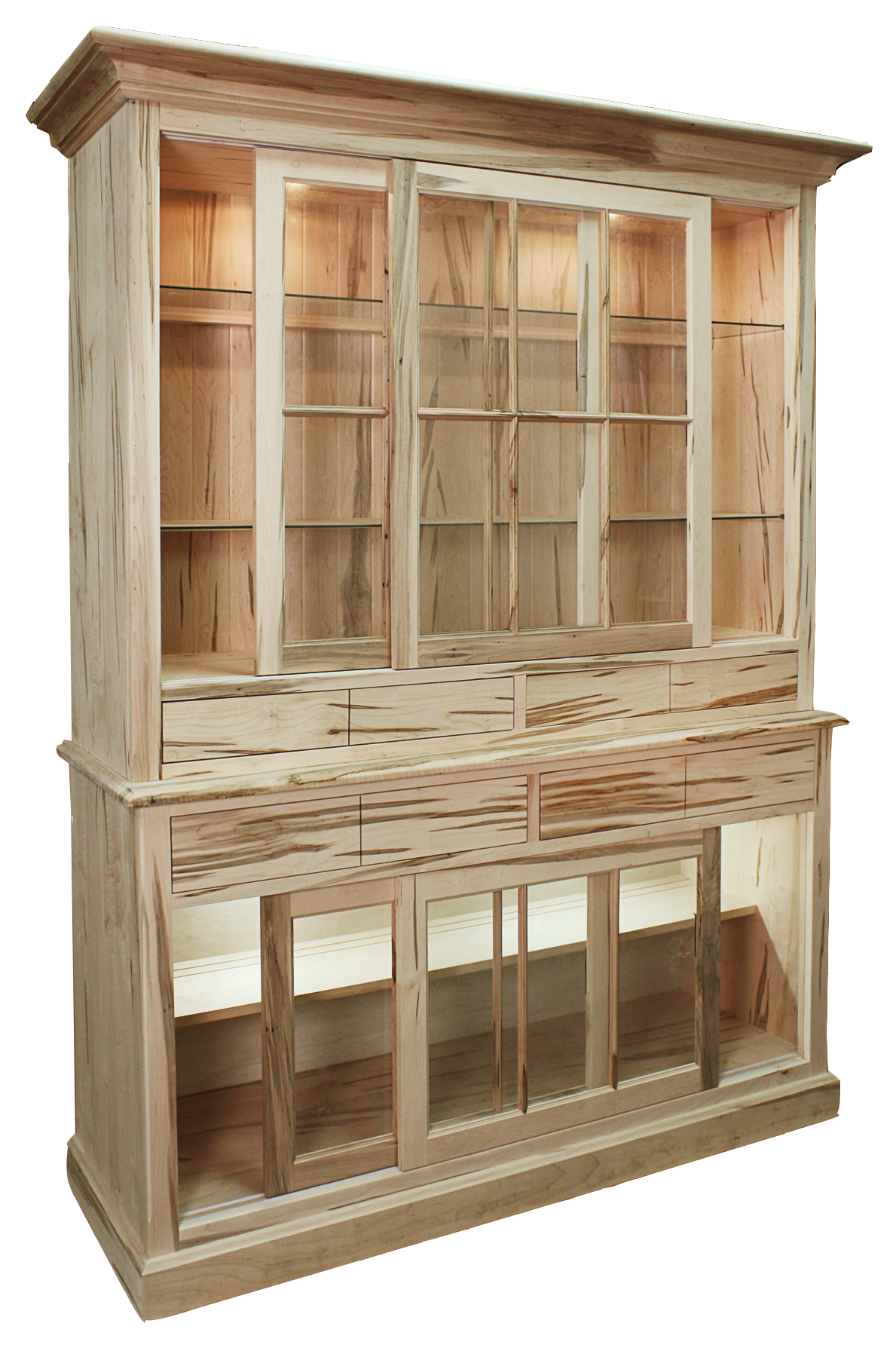 Rustic Buffet with Hutch with 4 Sliding Doors