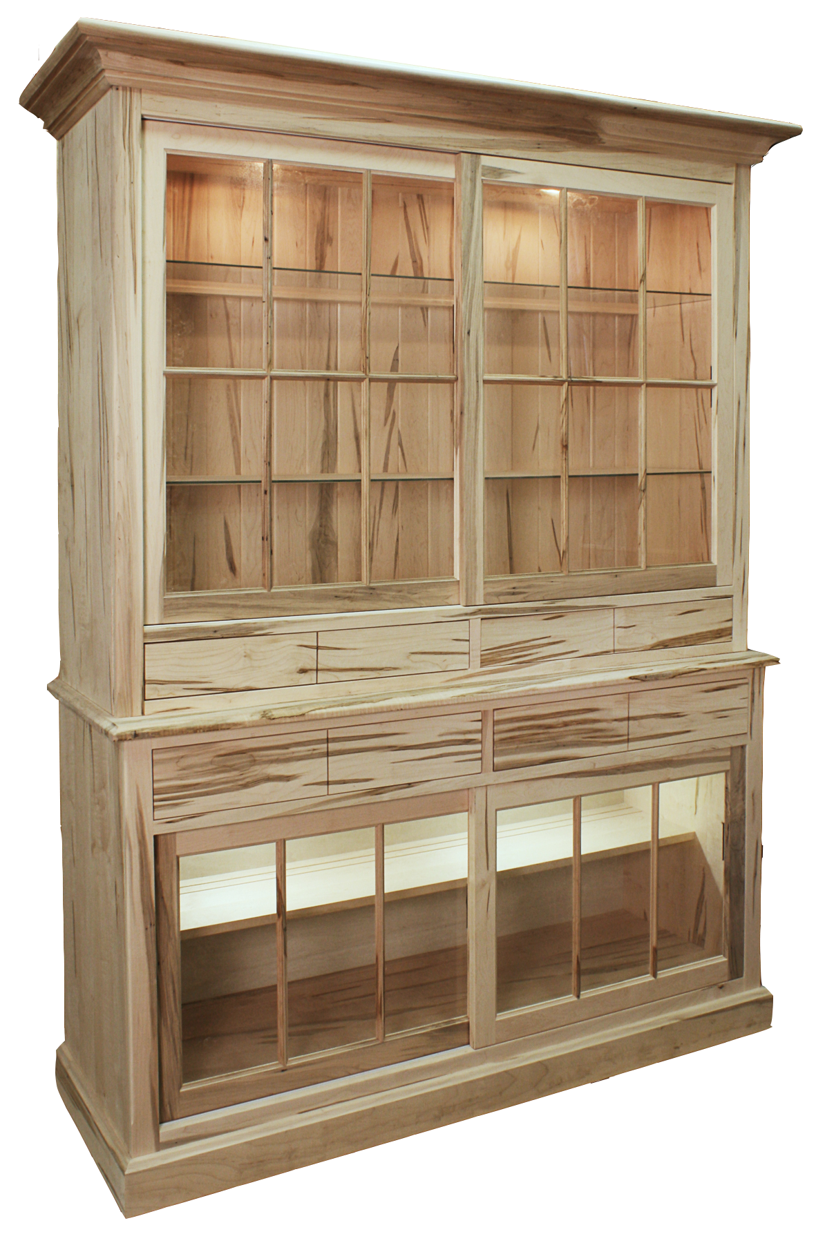 Rustic Buffet with Hutch with 4 Sliding Doors