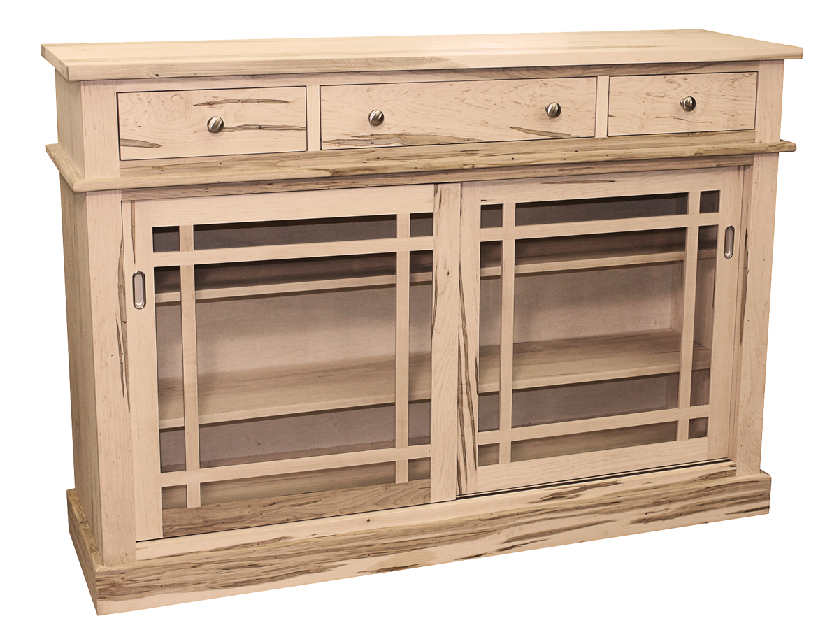 Rustic Sideboard with 2 Sliding Glass Doors