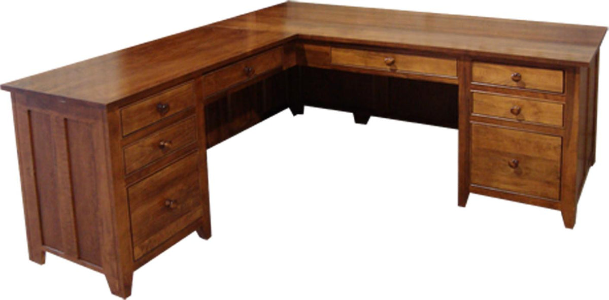 A Series Corner Office Desk in Brown Maple