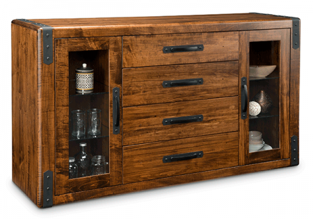 Union Station 4 Centre Drawer 2 Glass Door Sideboard